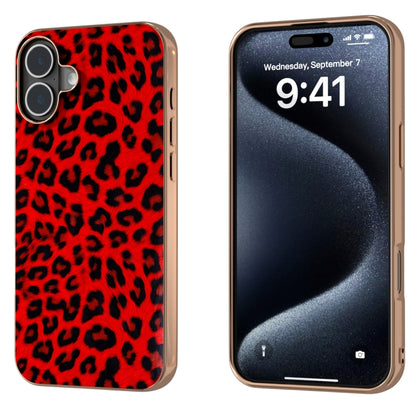 For iPhone 16 Plus Nano Plating Leopard Print Phone Case(Red) - iPhone 16 Plus Cases by buy2fix | Online Shopping UK | buy2fix