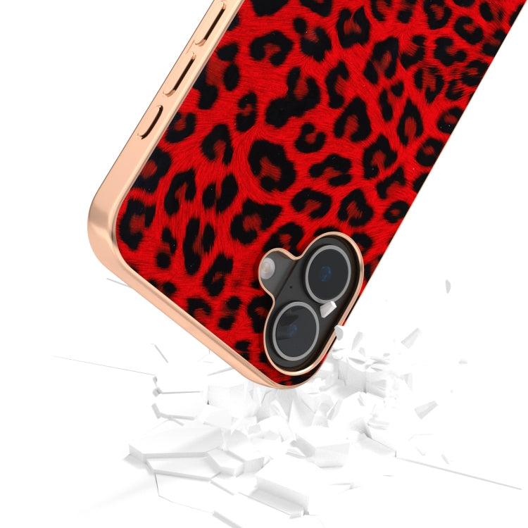 For iPhone 16 Plus Nano Plating Leopard Print Phone Case(Red) - iPhone 16 Plus Cases by buy2fix | Online Shopping UK | buy2fix