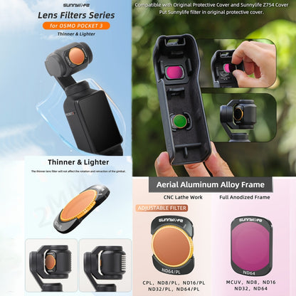 For DJI Osmo Pocket 3 Sunnylife Camera Lens Magnetic Metal Filter, No Impact On Gimbal Reset, Filter:6 in 1 UV CPL ND8-64 - Lens Accessories by Sunnylife | Online Shopping UK | buy2fix