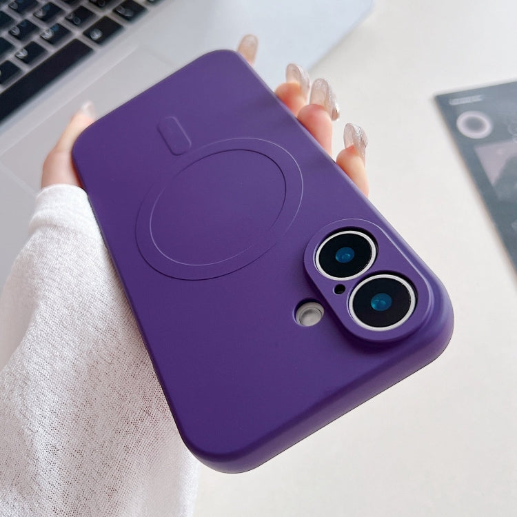 For iPhone 16 Plus Solid Color Liquid Silicone MagSafe Magnetic Phone Case(Dark Purple) - iPhone 16 Plus Cases by buy2fix | Online Shopping UK | buy2fix