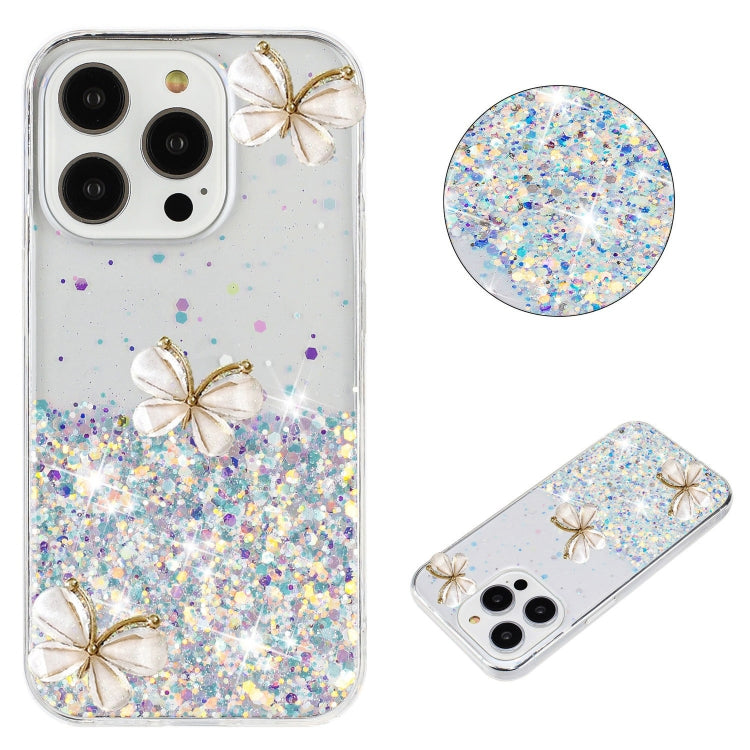 For iPhone 16 Pro Max Luminous Starry Sky Glitter Butterfly TPU Phone Case(White) - iPhone 16 Pro Max Cases by buy2fix | Online Shopping UK | buy2fix