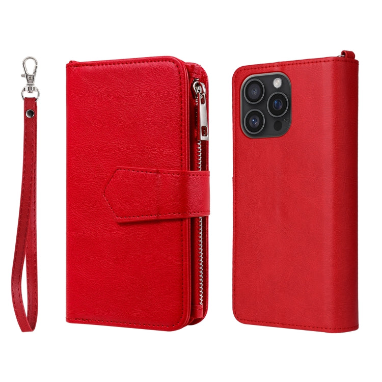 For iPhone 16 Pro Max Solid Color 2 in 1 Zipper Shockproof Phone Case(Red) - iPhone 16 Pro Max Cases by buy2fix | Online Shopping UK | buy2fix