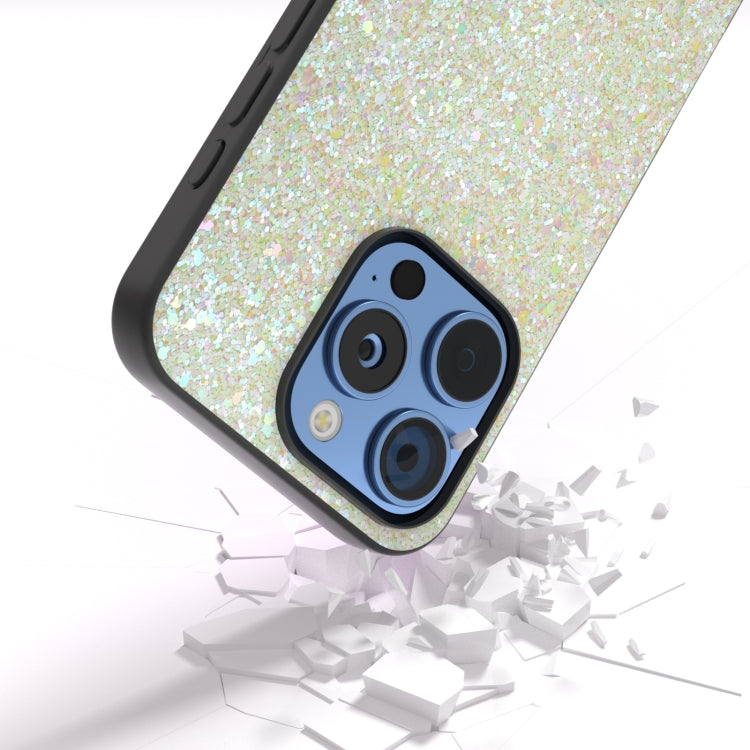 For iPhone 16 Pro Black Frame Colorful Glitter Phone Case(Gold) - iPhone 16 Pro Cases by buy2fix | Online Shopping UK | buy2fix