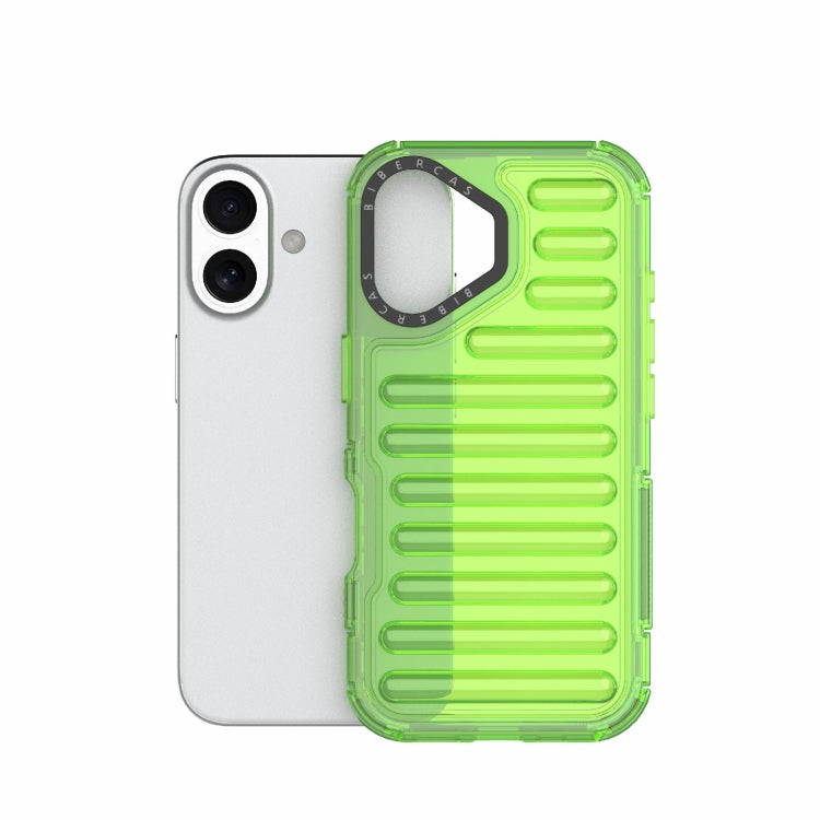 For iPhone 16 High Transparency TPU Hybrid PC Airbag Phone Case(Transparent Green) - iPhone 16 Cases by buy2fix | Online Shopping UK | buy2fix