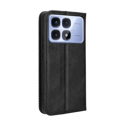 For Redmi K70 Ultra Magnetic Buckle Retro Texture Leather Phone Case(Black) - Xiaomi Cases by buy2fix | Online Shopping UK | buy2fix