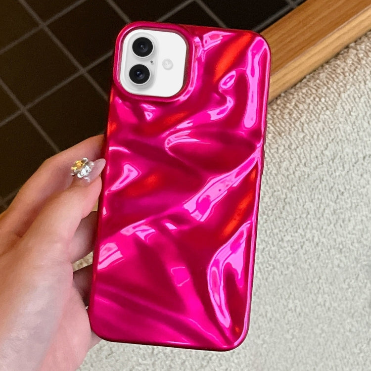 For iPhone 16 Plus Water Ripple Electroplating Paint TPU Phone Case(Rose Red) - iPhone 16 Plus Cases by buy2fix | Online Shopping UK | buy2fix