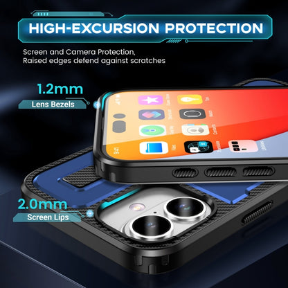 For iPhone 16 Ring Holder Carbon Fiber PC Hybrid TPU Phone Case(Blue) - iPhone 16 Cases by buy2fix | Online Shopping UK | buy2fix