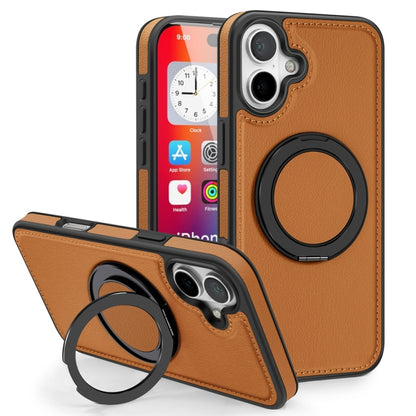 For iPhone 16 Plus Yashi 360 Degree Rotating MagSafe Holder Phone Case(Brown) - iPhone 16 Plus Cases by buy2fix | Online Shopping UK | buy2fix