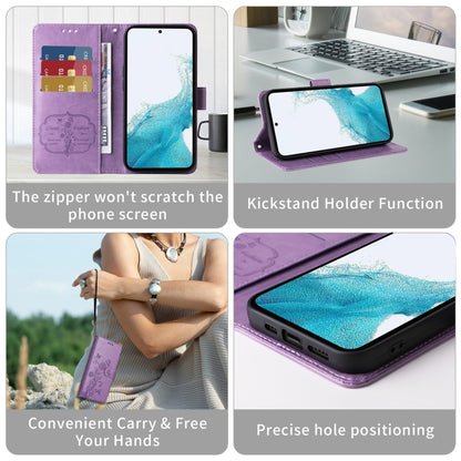 For OnePlus 12 Embossed Butterfly Flowers Leather Phone Case(Purple) - OnePlus Cases by buy2fix | Online Shopping UK | buy2fix