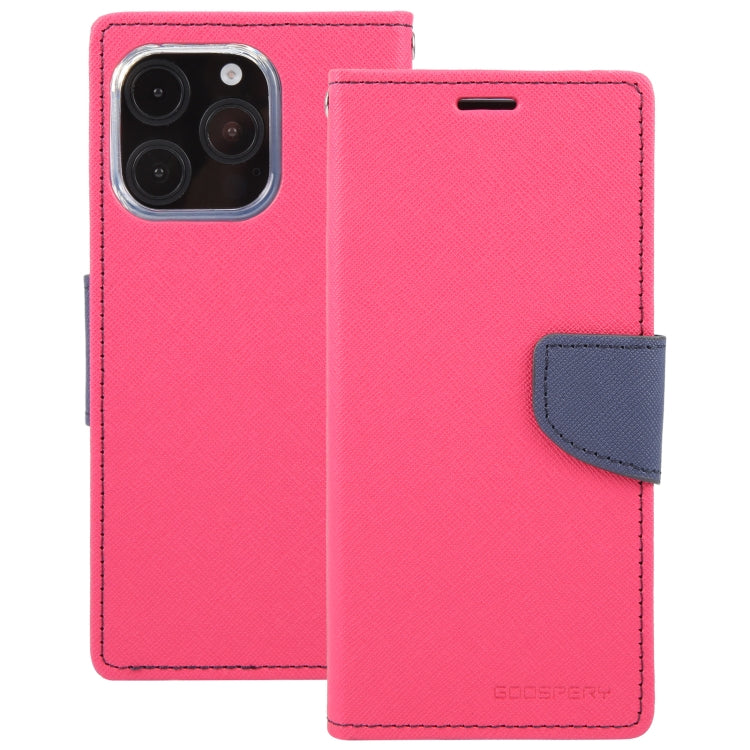 For iPhone 16 Pro GOOSPERY FANCY DIARY Cross Texture Leather Phone Case(Rose Red) - iPhone 16 Pro Cases by GOOSPERY | Online Shopping UK | buy2fix