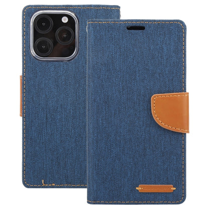 For iPhone 16 Pro GOOSPERY CANVAS DIARY Fabric Texture Flip Leather Phone Case(Navy Blue) - iPhone 16 Pro Cases by GOOSPERY | Online Shopping UK | buy2fix