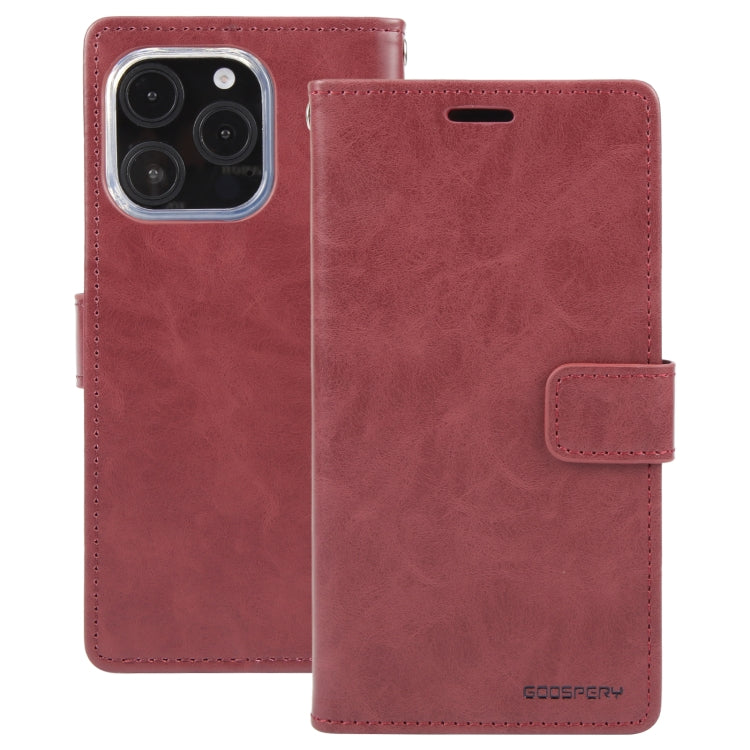 For iPhone 16 Pro Max GOOSPERY BLUE MOON Crazy Horse Texture Leather Phone Case(Wine Red) - iPhone 16 Pro Max Cases by GOOSPERY | Online Shopping UK | buy2fix