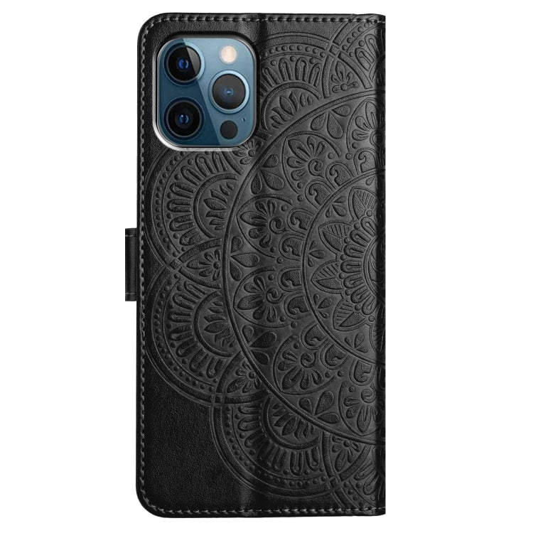 For iPhone 16 Pro Flower Embossed Leather Phone Case(Black) - iPhone 16 Pro Cases by buy2fix | Online Shopping UK | buy2fix