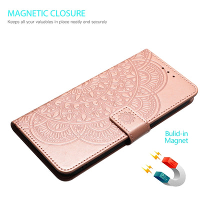 For iPhone 16 Flower Embossed Leather Phone Case(Rose Gold) - iPhone 16 Cases by buy2fix | Online Shopping UK | buy2fix