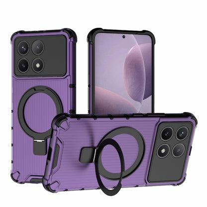 For Redmi K70 5G Grating Holder Shockproof Phone Case(Purple) - K70 Cases by buy2fix | Online Shopping UK | buy2fix