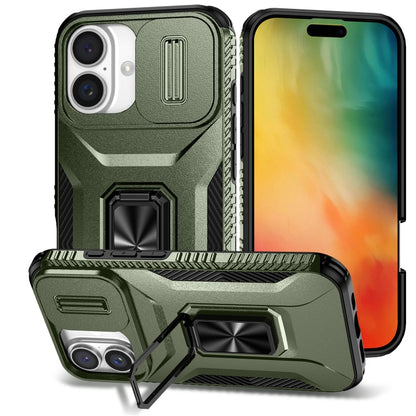 For iPhone 16 Sliding Camshield Holder Phone Case(Alpine Green) - iPhone 16 Cases by buy2fix | Online Shopping UK | buy2fix