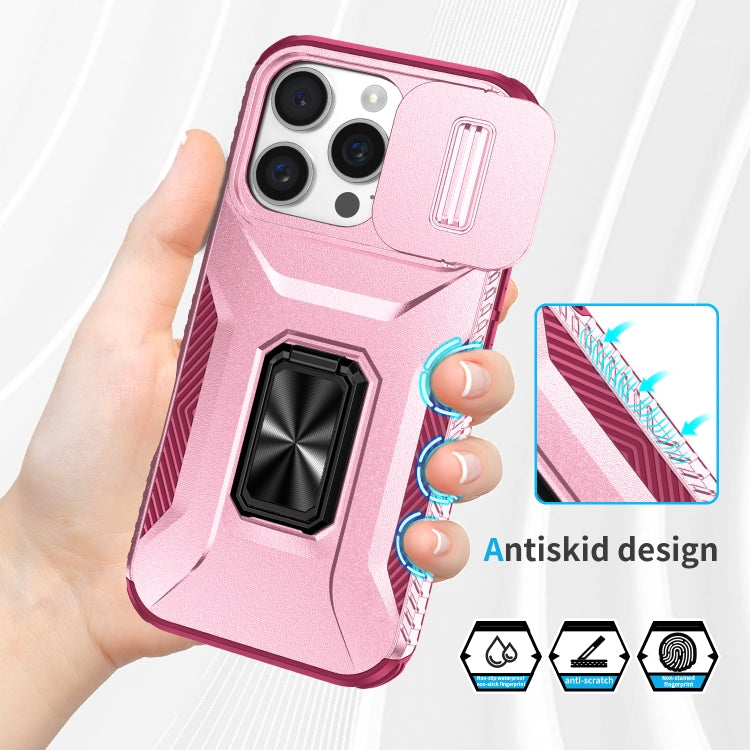 For iPhone 16 Pro Max Sliding Camshield Holder Phone Case(Pink + Rose Red) - iPhone 16 Pro Max Cases by buy2fix | Online Shopping UK | buy2fix