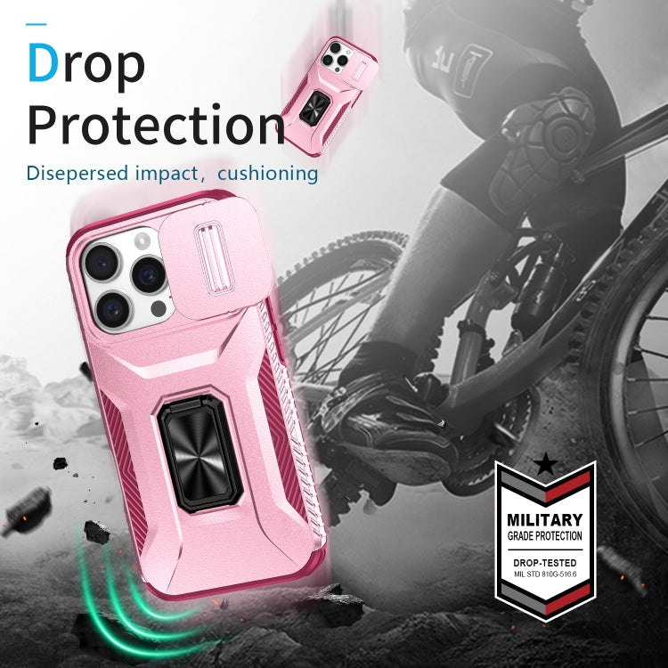 For iPhone 16 Pro Max Sliding Camshield Holder Phone Case(Pink + Rose Red) - iPhone 16 Pro Max Cases by buy2fix | Online Shopping UK | buy2fix