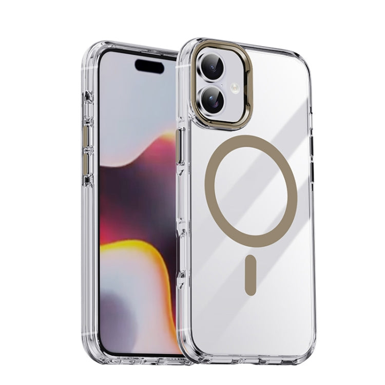 For iPhone 16 Airbag PC Hybrid TPU Magsafe Phone Case(Clear Gold) - iPhone 16 Cases by buy2fix | Online Shopping UK | buy2fix