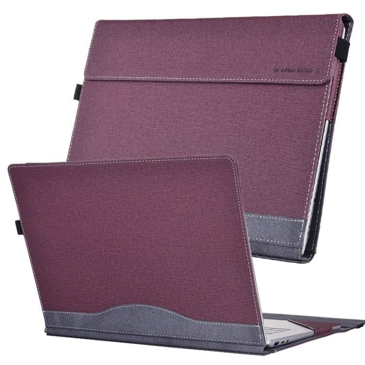 For MicroSoft Surface Laptop 7 13.8 inch Cloth Texture Laptop Leather Protective Case(Wine Red) - Screen & Keyboard Cover by buy2fix | Online Shopping UK | buy2fix