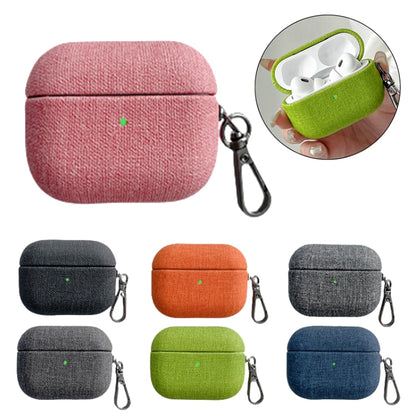 For AirPods 3 Fine Cloth Texture Earbuds Box PC Case with Hook(Pink) - For AirPods 3 by buy2fix | Online Shopping UK | buy2fix