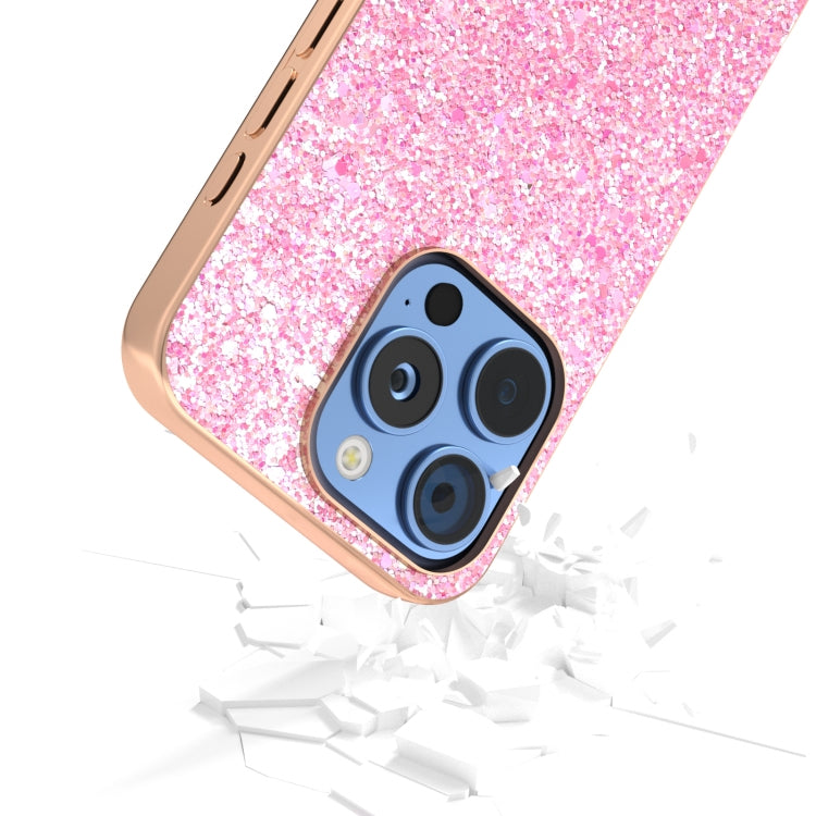 For iPhone 16 Pro Max Electroplating Frame Colorful Glitter Phone Case(Purple Pink) - iPhone 16 Pro Max Cases by buy2fix | Online Shopping UK | buy2fix