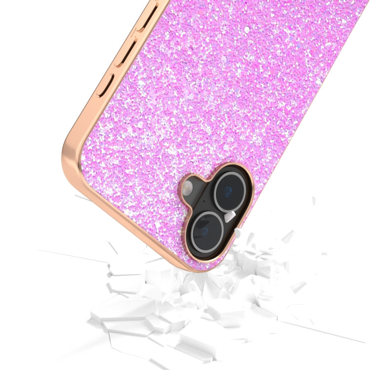 For iPhone 16 Plus Electroplating Frame Colorful Glitter Phone Case(Dark Pink) - iPhone 16 Plus Cases by buy2fix | Online Shopping UK | buy2fix