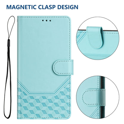 For Boost Mobile Celero 5G+ 2024 Honeycomb Embossing RFID Leather Phone Case(Mint Green) - More Brand by buy2fix | Online Shopping UK | buy2fix