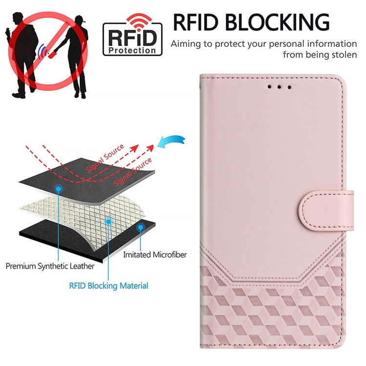 For Sony Xperia 10 VI 2024 Honeycomb Embossing RFID Leather Phone Case(Pink) - Sony Cases by buy2fix | Online Shopping UK | buy2fix