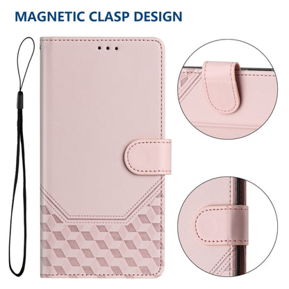 For Sony Xperia 10 VI 2024 Honeycomb Embossing RFID Leather Phone Case(Pink) - Sony Cases by buy2fix | Online Shopping UK | buy2fix