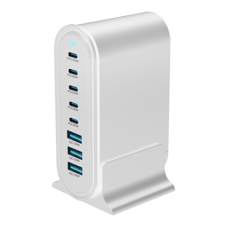 YMX-968 268W 5Type-C, 3USB 8-Ports Desktop Fast Charger, Plug Type:AU Plug(White) - Multifunction Charger by buy2fix | Online Shopping UK | buy2fix