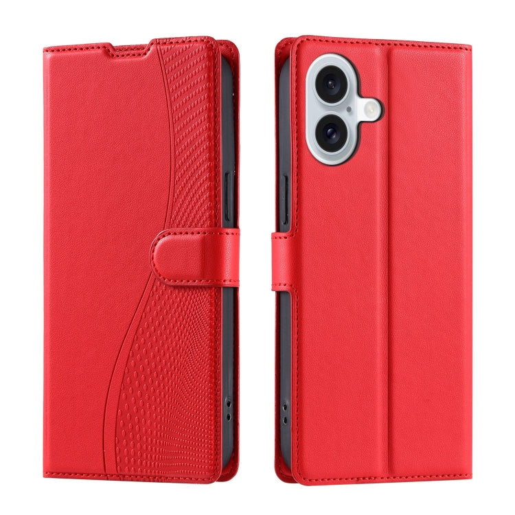 For iPhone 16 Voltage Ultra-thin Dot Leather Phone Case(Red) - iPhone 16 Cases by buy2fix | Online Shopping UK | buy2fix