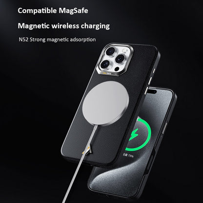 For iPhone 16 Pro TGVIS VIDA Series MagSafe Magnetic PU Leather Phone Case(Black) - iPhone 16 Pro Cases by TGVIS | Online Shopping UK | buy2fix