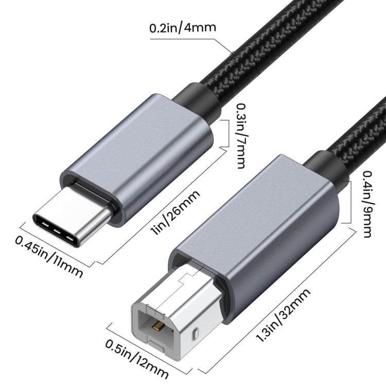 USB-C / Type-C to USB-B BM Printer MIDI Keyboard Adapter Cable, Length:3m - Cable & Adapters by buy2fix | Online Shopping UK | buy2fix