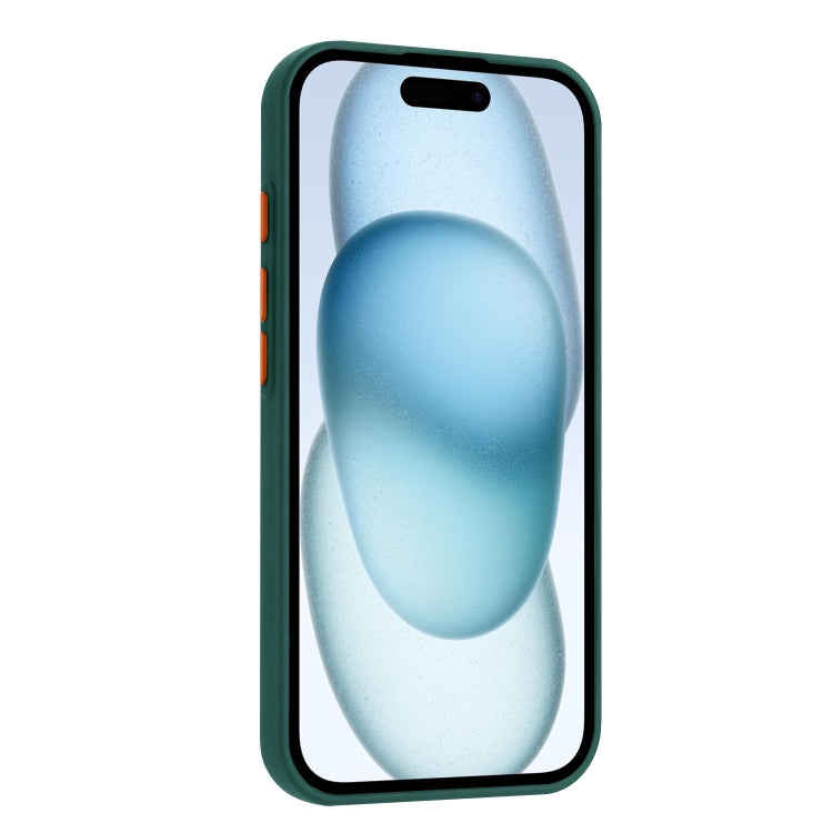 For iPhone 16 Plus Skin Feel Card Contrast Color Button TPU Phone Case(Dark Green) - iPhone 16 Plus Cases by buy2fix | Online Shopping UK | buy2fix