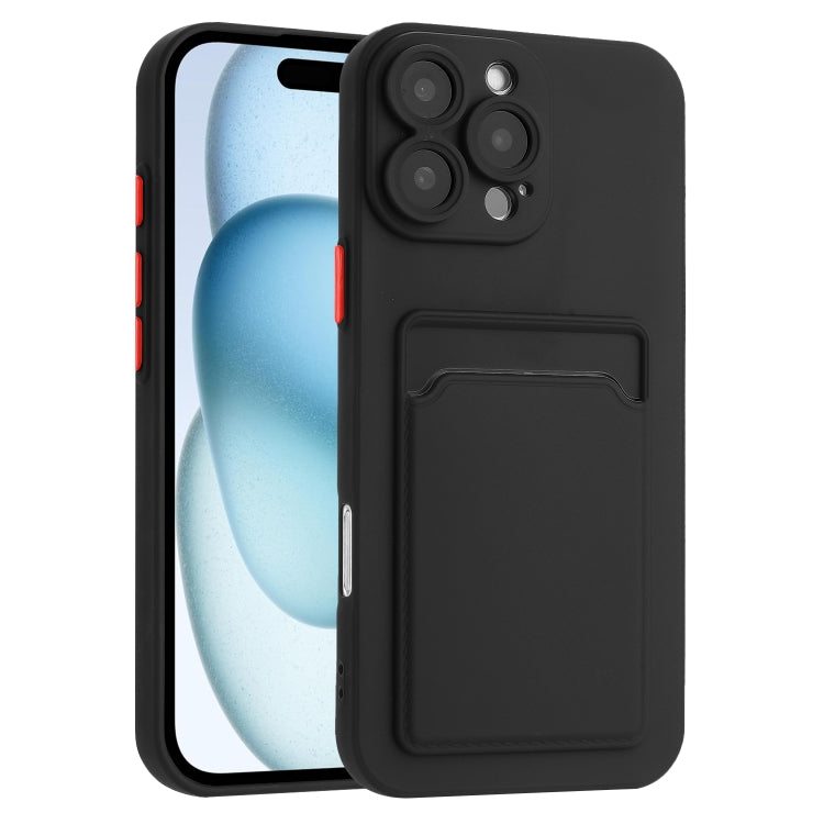 For iPhone 16 Pro Max Skin Feel Card Contrast Color Button TPU Phone Case(Black) - iPhone 16 Pro Max Cases by buy2fix | Online Shopping UK | buy2fix