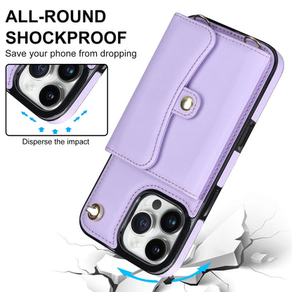 For iPhone 16 Pro Max RFID Card Slot Phone Case with Long Lanyard(Purple) - iPhone 16 Pro Max Cases by buy2fix | Online Shopping UK | buy2fix