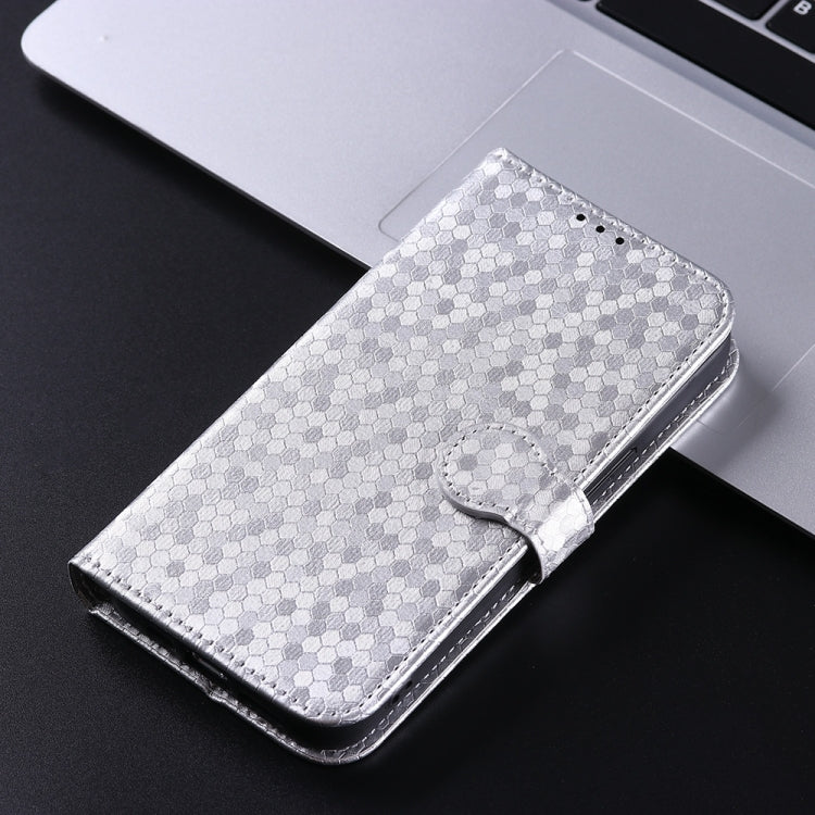 For iPhone 16 Honeycomb Dot Texture Leather Phone Case(Silver) - iPhone 16 Cases by buy2fix | Online Shopping UK | buy2fix