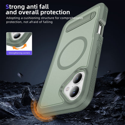 For iPhone 16 Plus Guard MagSafe Holder Matte PC Hybrid TPU Phone Case(Green) - iPhone 16 Plus Cases by buy2fix | Online Shopping UK | buy2fix