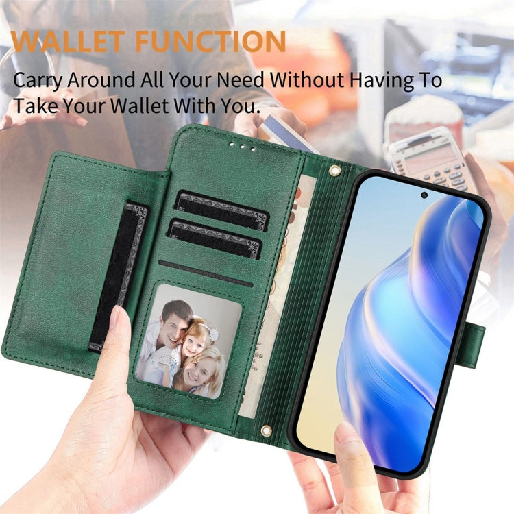 For iPhone 16 Plus Multi-Card Slots Zipper Wallet Leather Phone Case(Green) - iPhone 16 Plus Cases by buy2fix | Online Shopping UK | buy2fix