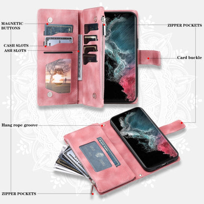 For Samsung Galaxy S25 Ultra 5G Multi-Card Totem Zipper Leather Phone Case(Pink) - Galaxy S25 Ultra 5G Cases by buy2fix | Online Shopping UK | buy2fix