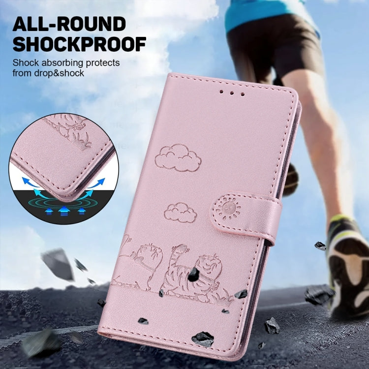 For OnePlus 13 Cute Cats RFID Leather Phone Case(Rose Gold) - OnePlus Cases by buy2fix | Online Shopping UK | buy2fix