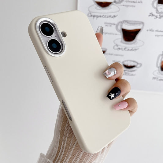 For iPhone 16 Metal Liquid Silicone Skin Feel Phone Case(White) - iPhone 16 Cases by buy2fix | Online Shopping UK | buy2fix