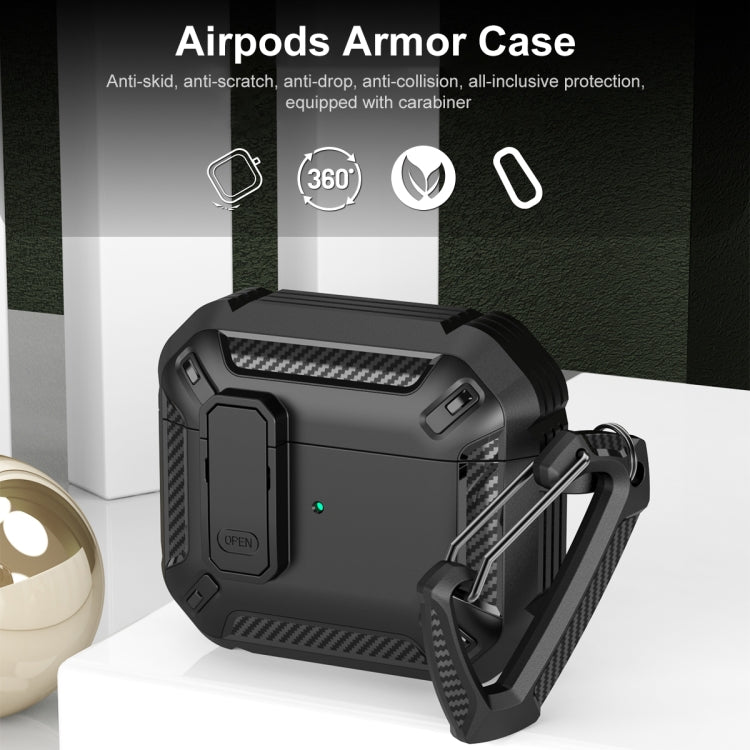 For AirPods 4 Shield Shockproof Earphone Protective Case with Hook(Black Yellow) - For AirPods 4 by buy2fix | Online Shopping UK | buy2fix