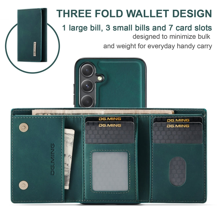 For Samsung Galaxy S24 FE 5G DG.MING M1 Series 3-Fold Multi Card Wallet + Magnetic Phone Case(Green) - Galaxy S24 FE 5G Cases by DG.MING | Online Shopping UK | buy2fix