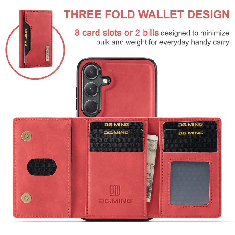 For Samsung Galaxy S24 FE 5G DG.MING M2 Series 3-Fold Multi Card Bag + Magnetic Phone Case(Red) - Galaxy S24 FE 5G Cases by DG.MING | Online Shopping UK | buy2fix