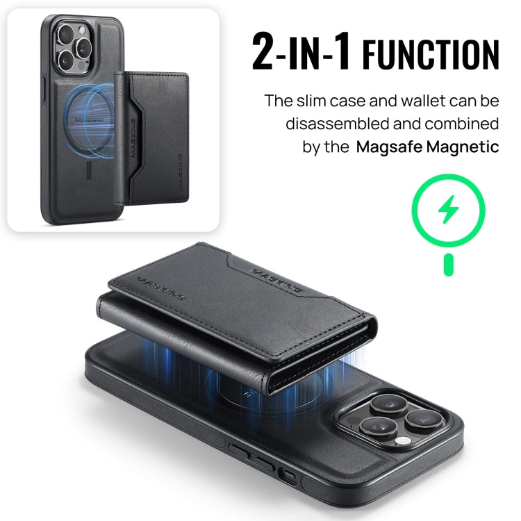 For iPhone 13 Pro Max DG.MING MAGKING-K2 Series MagSafe RFID Card Bag Detachable Phone Case(Black) - iPhone 13 Pro Max Cases by DG.MING | Online Shopping UK | buy2fix