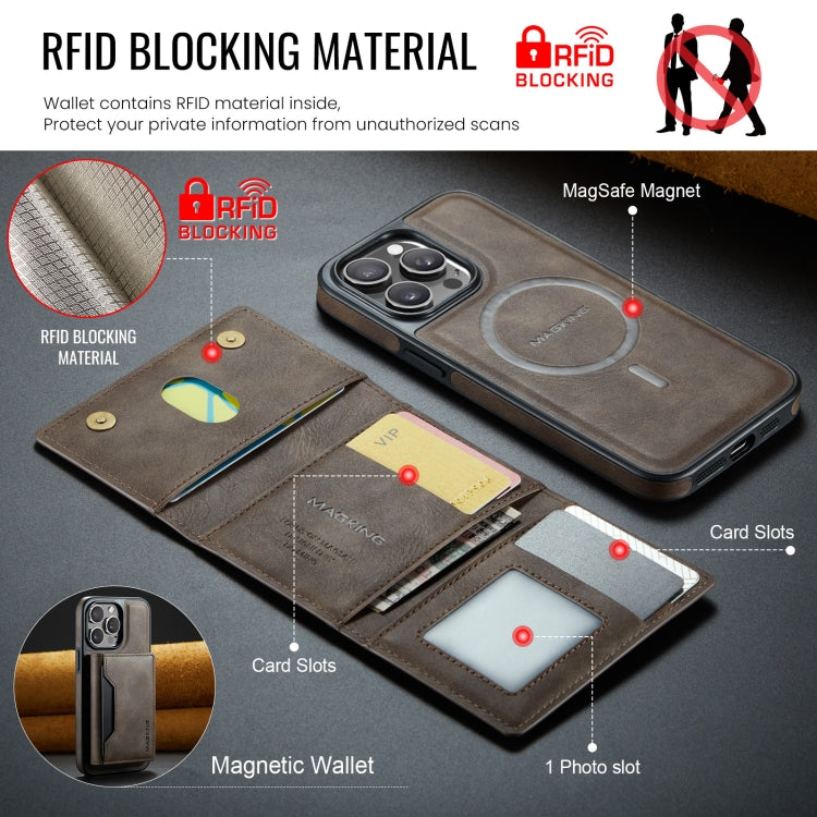 For iPhone 13 Pro Max DG.MING MAGKING-K2 Series MagSafe RFID Card Bag Detachable Phone Case(Coffee) - iPhone 13 Pro Max Cases by DG.MING | Online Shopping UK | buy2fix