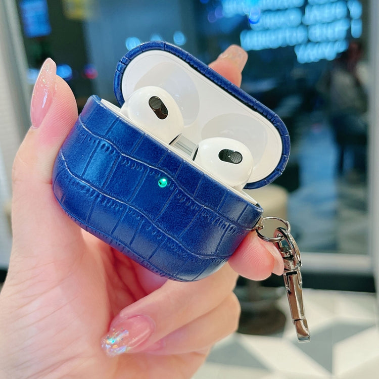 For AirPods 4 Crocodile Texture Earphone Protective Case(Royal Blue) - For AirPods 4 by buy2fix | Online Shopping UK | buy2fix