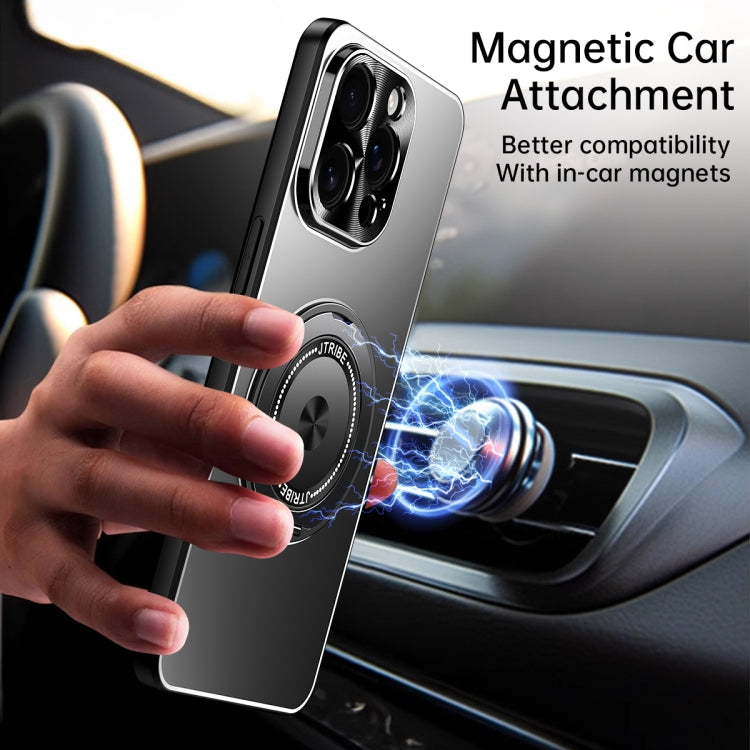 For iPhone 16 Pro Max Rotating Holder Frosted Metal Phone Case(Black) - iPhone 16 Pro Max Cases by buy2fix | Online Shopping UK | buy2fix